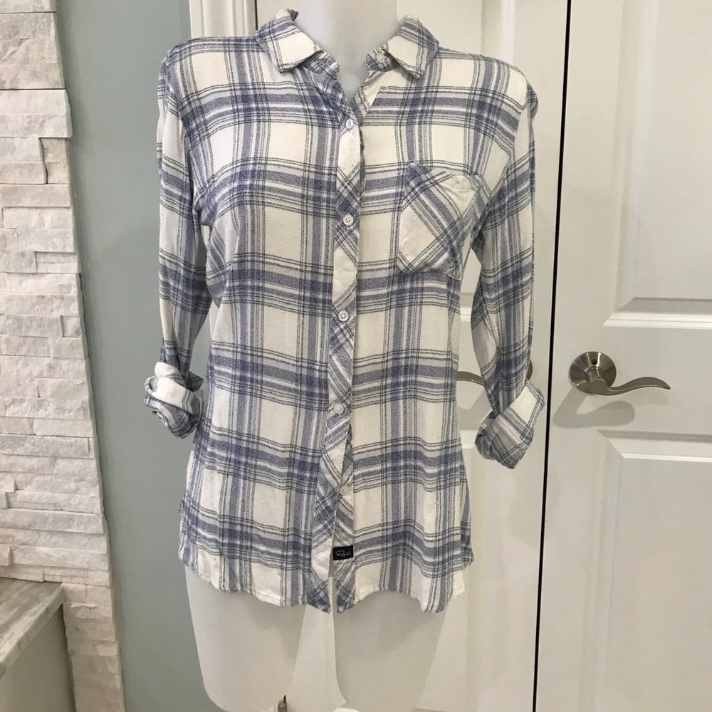 Rails brushed flannel blue/white plaid buttondown